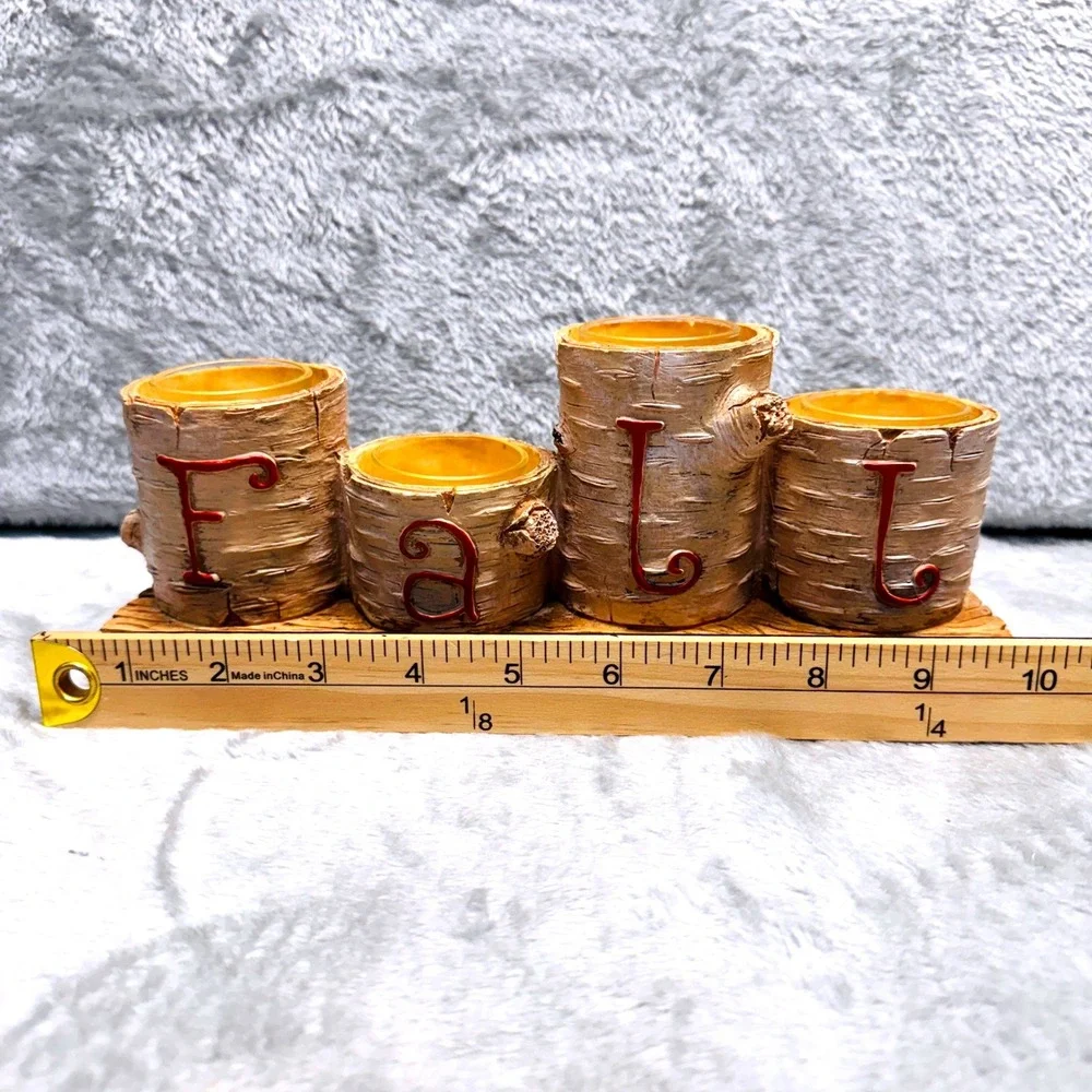 Yankee Candle Fall Birch Log Votive Holder Set Rustic Cabincore Woodland‎ Decor